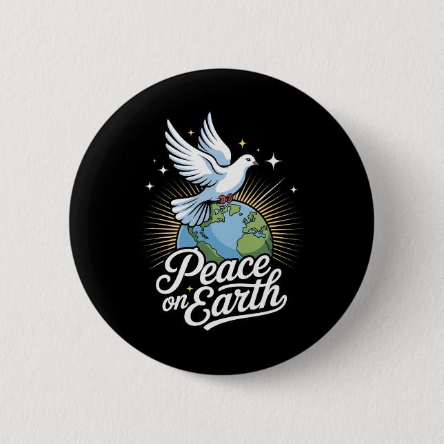 Peace On Earth Dove And Globe Faith Christmas  Button (Front)