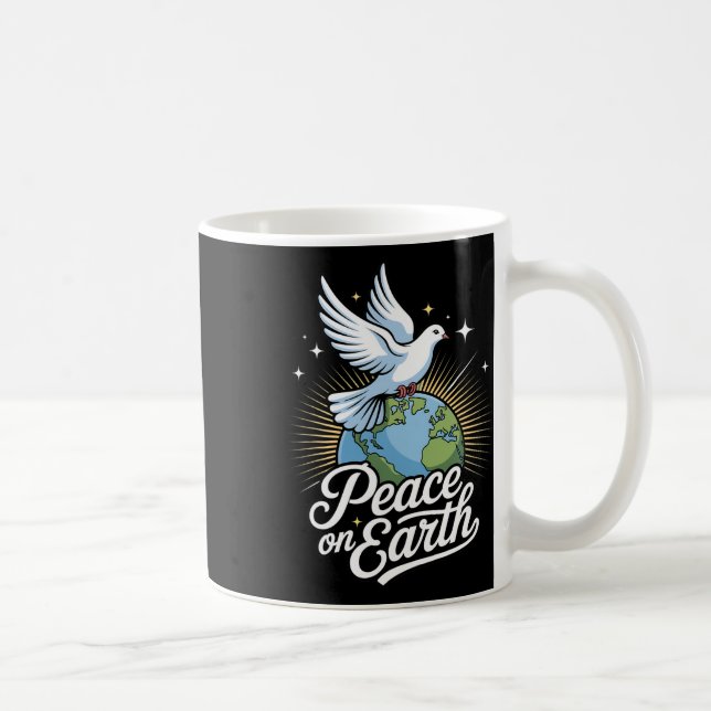Peace On Earth Dove And Globe Faith Christmas  Coffee Mug (Right)