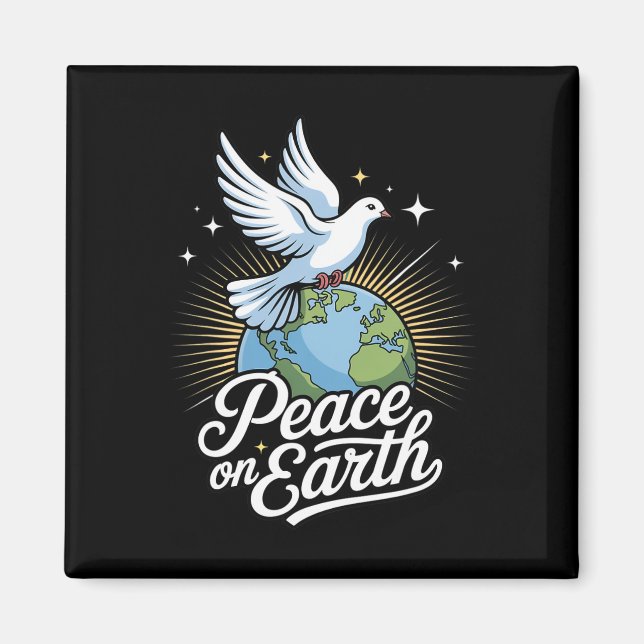Peace On Earth Dove And Globe Faith Christmas  Magnet (Front)