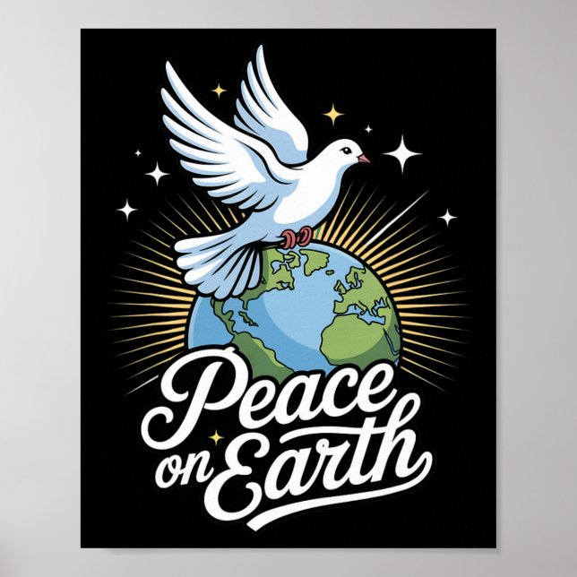 Peace On Earth Dove And Globe Faith Christmas  Poster (Front)