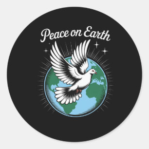 Peace On Earth Dove And Globe Faith Christmas Spir Classic Round Sticker