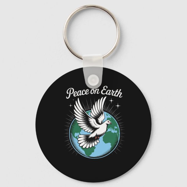 Peace On Earth Dove And Globe Faith Christmas Spir Keychain (Front)