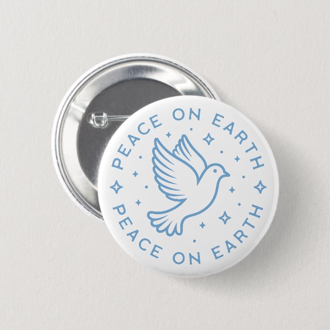 Peace on earth dove blue aesthetic button (Front & Back)