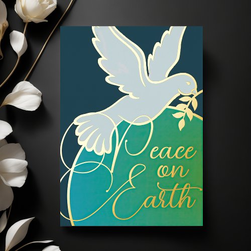 Peace on Earth Dove Branch Holiday Card