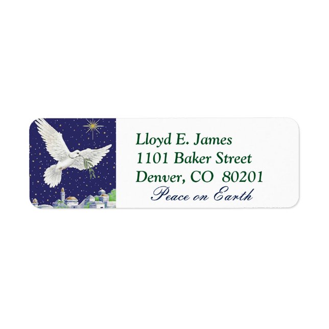 Peace on Earth Dove Christmas Label (Front)