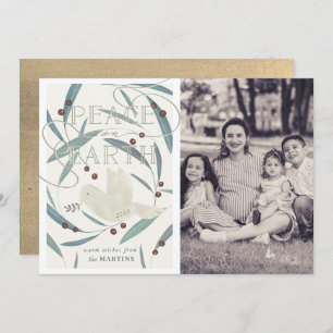 Peace on Earth Dove Cream Photo Christmas Card