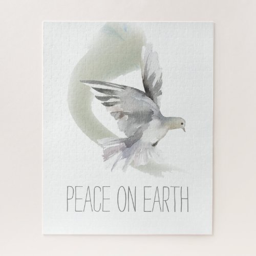Peace on Earth Dove Gray and White Jigsaw Puzzle