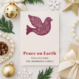 Peace on Earth Dove Holiday Letterpress Card