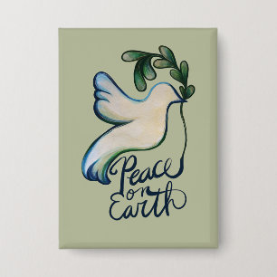 Peace on earth dove of hope peaceful art        button