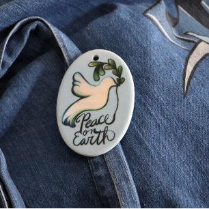 Peace on earth dove of hope peaceful art ceramic ornament