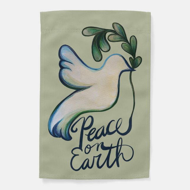 Peace on earth dove of hope peaceful art           garden flag (Front)