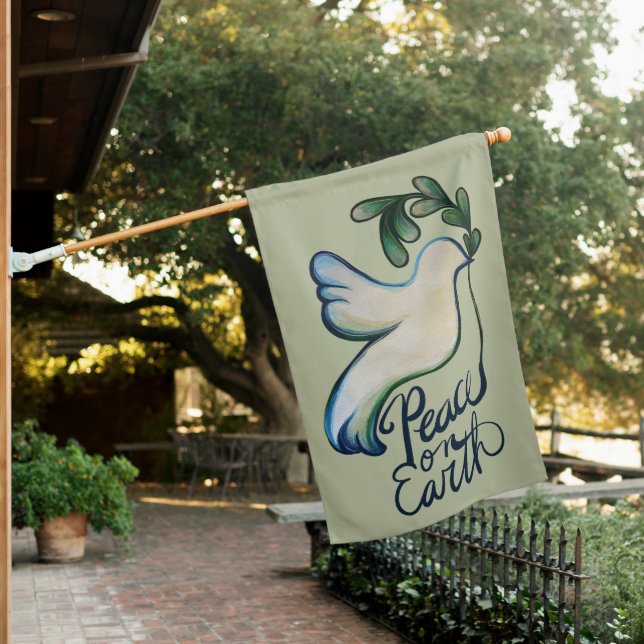 Peace on earth dove of hope peaceful art        house flag (In SItu)