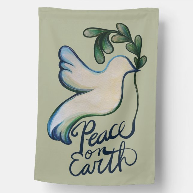 Peace on earth dove of hope peaceful art           house flag (Front)