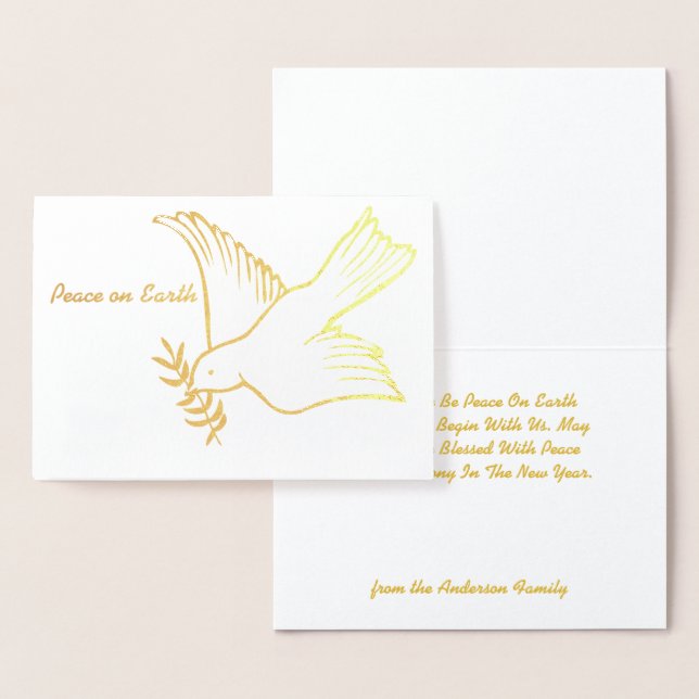 Peace On Earth Dove Olive Branch Holiday Greetings Foil Card (Display)