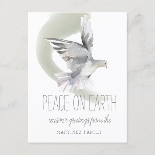 Peace on Earth Dove Photo Holiday Postcard