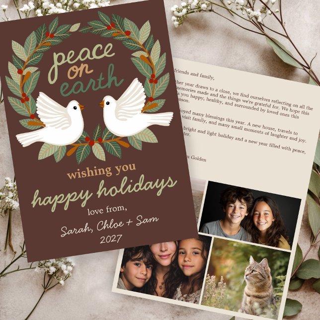 Peace on Earth Doves Christmas CUSTOM 4 PHOTO Holiday Card (Peace on Earth Doves Christmas CUSTOM 4 PHOTO Holiday Card
)