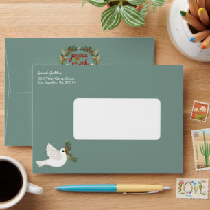Peace on Earth Doves Christmas CUSTOM  Envelope