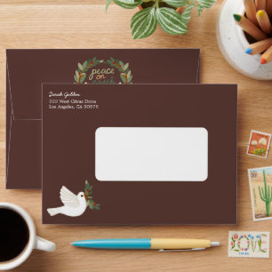 Peace on Earth Doves Christmas CUSTOM Holiday Envelope