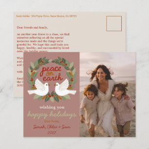 Peace on Earth Doves Christmas CUSTOM PHOTO  Holiday Postcard