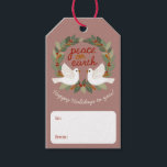 Peace on Earth Doves Christmas Holidays CUSTOM  Gift Tags<br><div class="desc">Sweet doves drawing to wish someone happy holidays! Add your own text! Click "personalize" to change the text. You can also change colors and fonts, everything is customizable! Also available in my shop in different colors and styles, as well as postcards, flat cards, and as digital download to send greetings...</div>