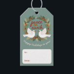 Peace on Earth Doves Christmas Holidays CUSTOM  Gift Tags<br><div class="desc">Sweet doves drawing to wish someone happy holidays! Add your own text! Click "personalize" to change the text. You can also change colors and fonts, everything is customizable! Also available in my shop in different colors and styles, as well as postcards, flat cards, and as digital download to send greetings...</div>