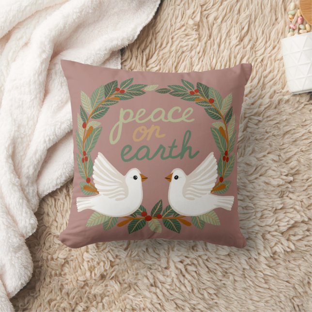 Peace on Earth Doves Christmas Holidays CUSTOM  Throw Pillow (Blanket)