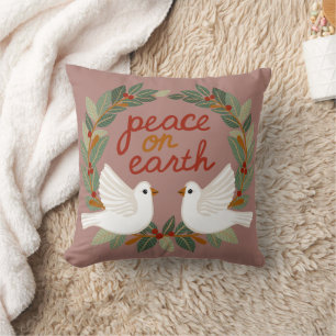 Peace on Earth Doves Christmas Holidays CUSTOM  Throw Pillow