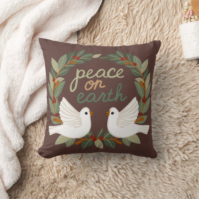 Peace on Earth Doves Christmas Holidays CUSTOM  Throw Pillow (Blanket)