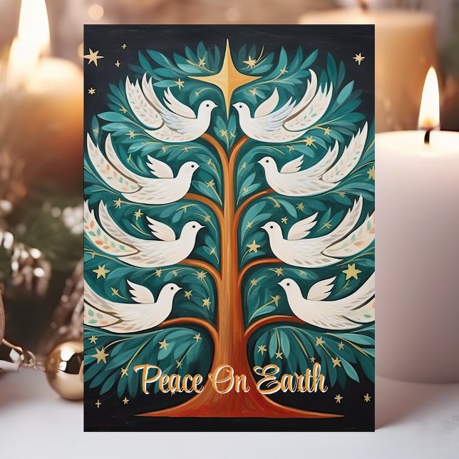 Peace On Earth Doves In Tree Holiday Card (Creator Uploaded)