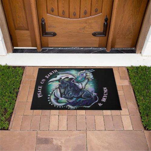 Peace on Earth Dragon and Unicorn Doormat
