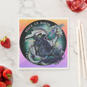 Peace on Earth Dragon and Unicorn Napkins
