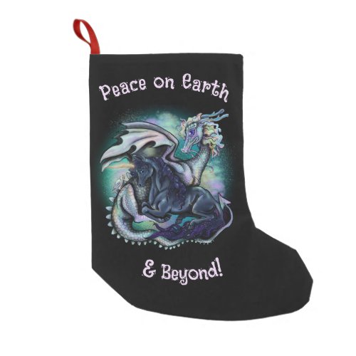 Peace on Earth Dragon and Unicorn Small Christmas Stocking