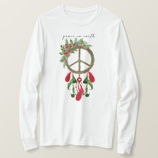 Peace On Earth Dream Catcher Christmas Shirt (Design Front)