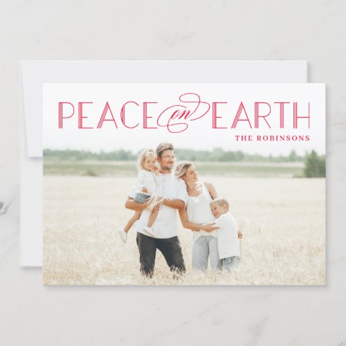 Peace on Earth Editable Color Holiday Photo Card