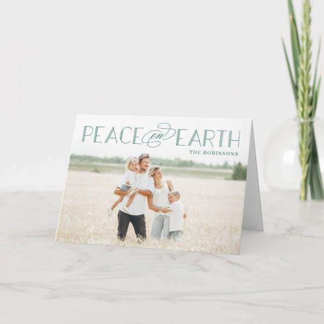 Peace on Earth Editable Color Holiday Photo Card (Front)