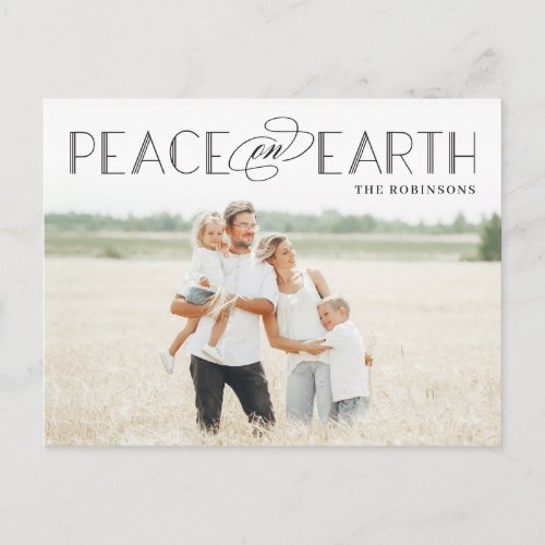 Peace on Earth Editable Color Holiday Postcard