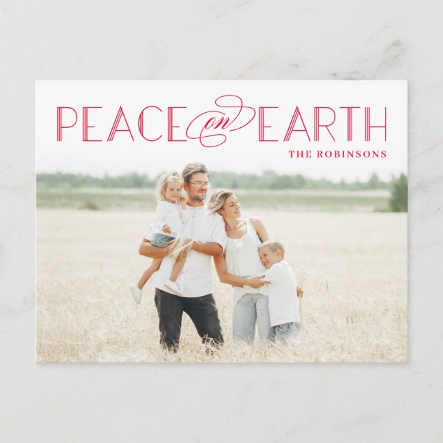 Peace on Earth Editable Color Holiday Postcard (Front)