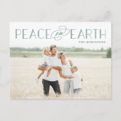 Peace on Earth Editable Color Holiday Postcard