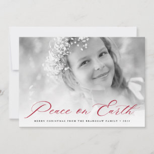Peace on Earth Elegant Black & White Photo Holiday Card