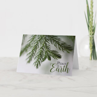 Peace on Earth Evergreen Branch Holiday Card