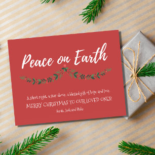 Peace on Earth Family Photo Christmas Holiday Card