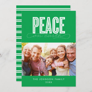 PEACE ON EARTH FAMILY PHOTO CHRISTMAS HOLIDAY CARD
