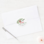Peace on Earth Festive Christmas Greenery Classic Round Sticker (Envelope)