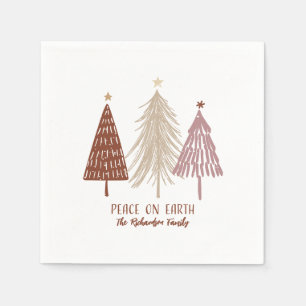 Peace On Earth Festive Christmas Trees Holiday Napkins