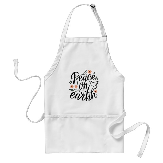Peace on Earth Floral Design Adult Apron (Front)