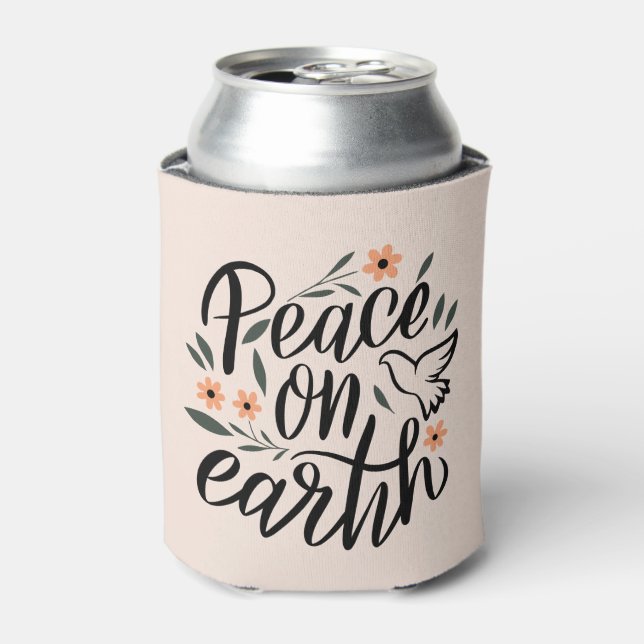 Peace on Earth Floral Design Can Cooler (Can Front)