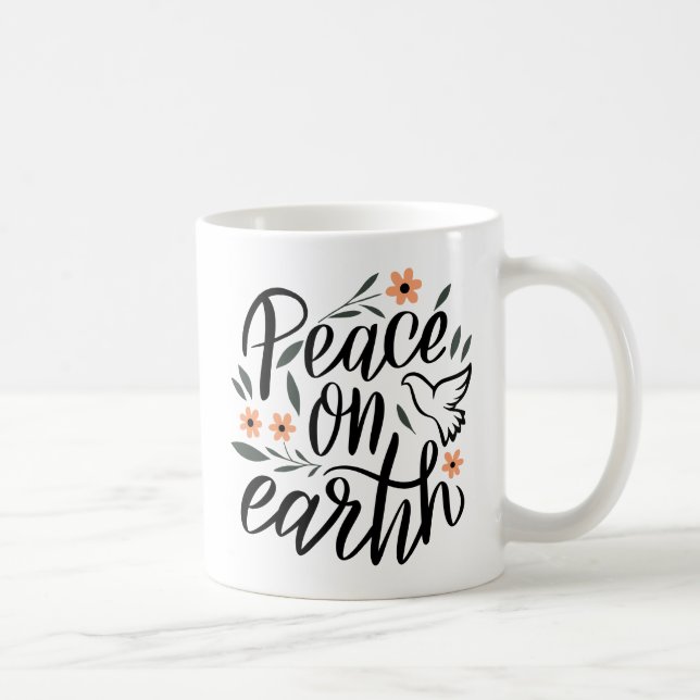 Peace on Earth Floral Design Coffee Mug (Right)