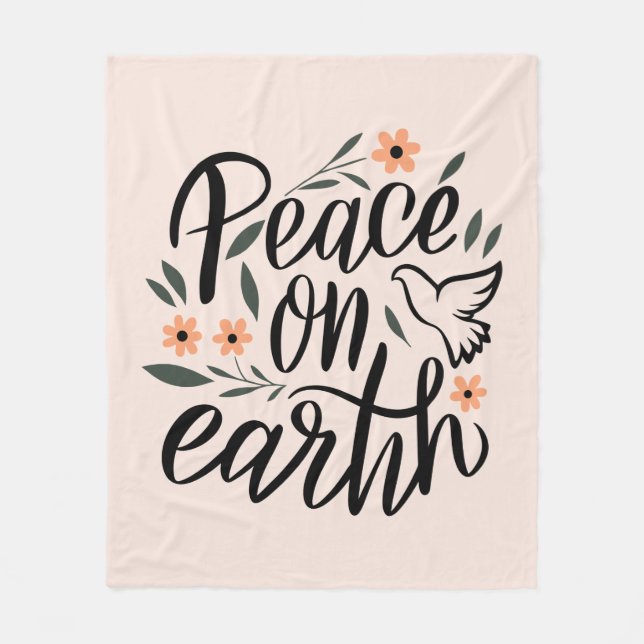 Peace on Earth Floral Design Fleece Blanket (Front)