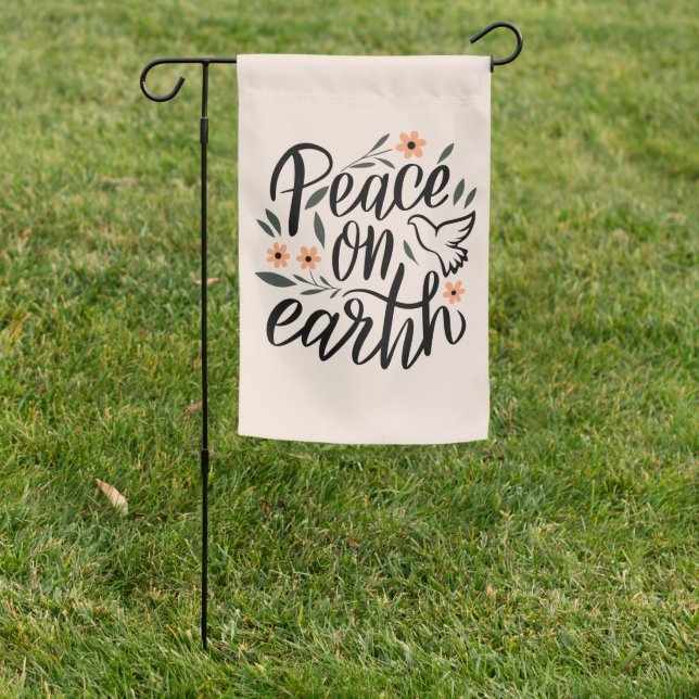 Peace on Earth Floral Design Garden Flag (In SItu)