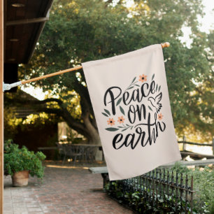 Peace on Earth Floral Design House Flag